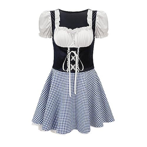 DHYUEN Damen Kostüm Kleid mit Schürze und Kopftuch, Renaissance Gewand Verkleidung Schwarz Weiß DHYUEN Damen Kostüm Kleid mit Schürze und Kopftuch, Renaissance Gewand Verkleidung Schwarz Weiß von DHYUEN