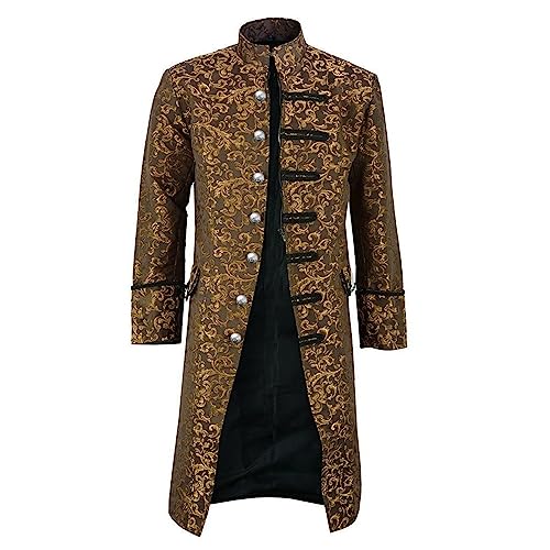 DHYUEN Halloween Herren Smoking Für Karneval Kostüme Weihnachten Jacke Frack Jacke Für Männer Party Oberbekleidung Hof Stickerei Mantel Unterteile Unisex Frack Mantel Uniform Für Männe (4-Yellow,L) DHYUEN Halloween Herren Smoking Für Karneval Kostüme Weihnachten Jacke Frack Jacke Für Männer Party Oberbekleidung Hof Stickerei Mantel Unterteile Unisex Frack Mantel Uniform Für Männe (4-Yellow,L) von DHYUEN
