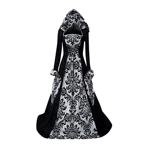 DHYUEN Mittelalterliches Damenkleid mit Kapuze, Renaissance Kostüm, Langes Kleid für, Halloween und Mottopartys DHYUEN Mittelalterliches Damenkleid mit Kapuze, Renaissance Kostüm, Langes Kleid für, Halloween und Mottopartys von DHYUEN