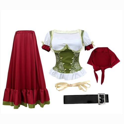 DHYUEN Traditionelles Damen Trachtenkostüm Set mit Bluse, Korsett, Schürze und Gürtel – Perfekt für, Oktoberfest und Mottopartys DHYUEN Traditionelles Damen Trachtenkostüm Set mit Bluse, Korsett, Schürze und Gürtel – Perfekt für, Oktoberfest und Mottopartys von DHYUEN