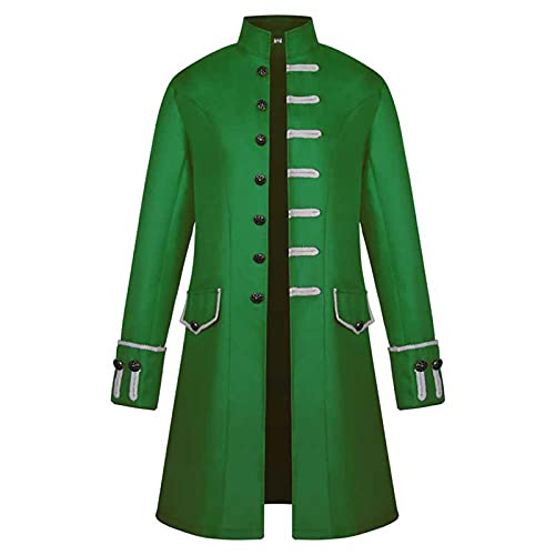 Halloween Herren Smoking Fasching Halloween Kostüm Oberteile Vampir Smoking Party Oberbekleidung Cosplay Unterteile Gothic Frack Mantel Uniform Classic Unterteile Elegant Kostüm-Outfits（2-Green，XXL） von DHYUEN