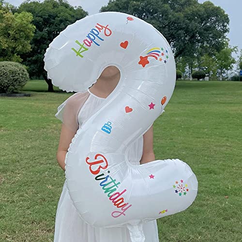 81,3 cm weißer digitaler Aluminiumballon plus Raum-Geburtstagsparty-Aufkleber, Kinder-Foto-Layout, G3A3-Dekor von DHliIQQ