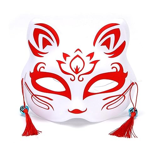 DHliIQQ Anime Füchse Maske japanische Cosplay Rave handbemalte Anime halbe Gesicht Party Requisiten Masken Festival Maskerade Katze von DHliIQQ