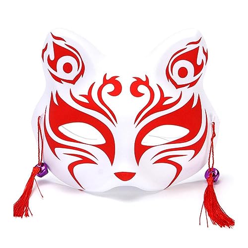 DHliIQQ Anime-Katzenmaske, japanisches Cosplay, Rave, handbemalt, Anime-Dämonentöter, halbes Gesicht, Maskerade, Festival, Katzenmasken, Party-Requisiten von DHliIQQ