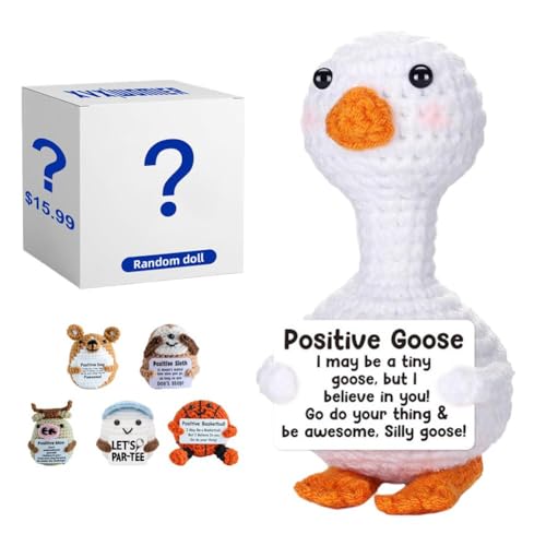 DHliIQQ Mini Positive Häkeltiere Geschenke, niedliche emotionale Unterstützung, Häkelpuppe, willkürlich mit St. Karte, 8 cm positive Wolle von DHliIQQ