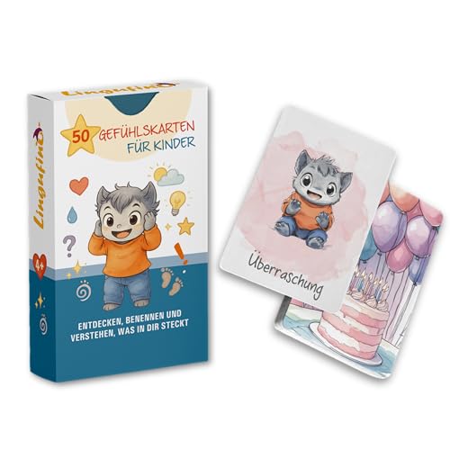50 Gefühlskarten für Kinder ab 4 Jahren – 50 Karten mit kindgerechten Erklärungen zur emotionalen Entwicklung – Situationen, Fragen & Tipps – für Kita, Schule & Zuhause – Lingufino von DIALOG TOYS