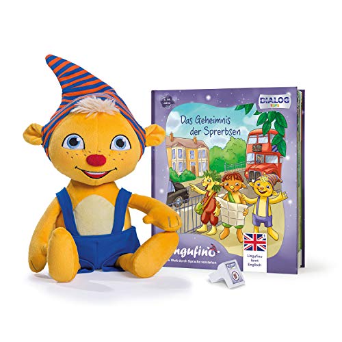 DIALOG TOYS Lingufino Englisch Starter Set mit Plüschfigur, Elektronikeinheit mit Spracherkennung und Lautstärkeregler, Lernspielzeug, erweiterbar, für Kinder ab 4 Jahren, ca. 38 cm von DIALOG TOYS