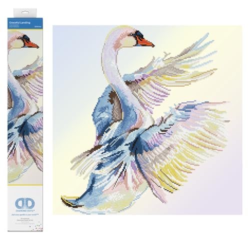 DIAMOND DOTZ DD10.045 - Original 5D Diamond Painting Set Schwan, Kreativset mit 15.043 Diamant Mosaiksteinen in 35 Farben, Malset ca. 51 x 51 cm, DIY Komplettset für Erwachsene und Kinder ab 8 Jahren von DIAMOND DOTZ
