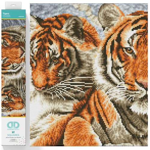 DIAMOND DOTZ DQ10.003 - Original 5D Diamond Painting Squares Set Tiger, Kreativset mit 26.634 quadratische Diamant Mosaiksteinen, Malset ca. 37 x 51,5 cm für Erwachsene und Kinder ab 8 Jahren von DIAMOND DOTZ