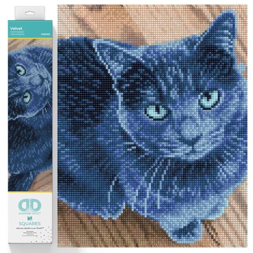 DIAMOND DOTZ DQ8.002 - Original 5D Diamond Painting Squares Set Katze Velvet, Kreativset mit 15.540 quadratische Diamant Mosaiksteinen, Malset ca. 30 x 38 cm für Erwachsene und Kinder ab 8 Jahren von DIAMOND DOTZ