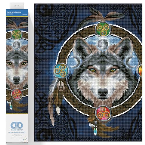 Diamond Dotz DD12-049 Celtic Wolf Guide, ca. 51,5 x 51,5 cm groß, Diamond Painting, Malen mit Diamanten, funkelndes Bild zum Selbstgestalten, für Kinder und Erwachsene von DIAMOND DOTZ