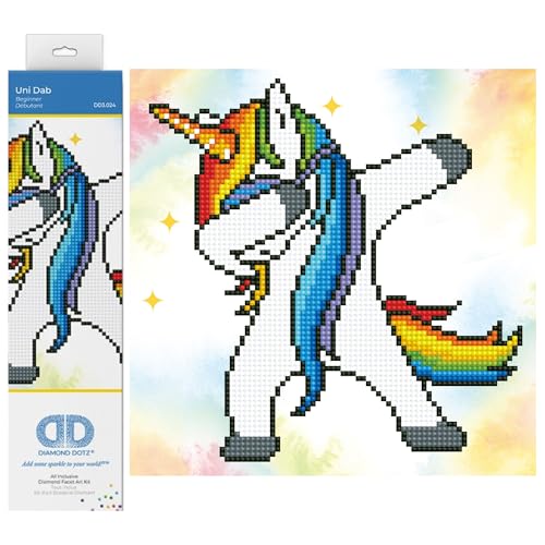 DIAMOND DOTZ DD3.024 - Original 5D Diamond Painting Set Einhorn Uni Dab, Kreativset mit 2.613 Diamant Mosaiksteinen, Malset ca. 23 x 23 cm, DIY Komplettset für Erwachsene und Kinder ab 8 Jahren DIAMOND DOTZ DD3.024 - Original 5D Diamond Painting Set Einhorn Uni Dab, Kreativset mit 2.613 Diamant Mosaiksteinen, Malset ca. 23 x 23 cm, DIY Komplettset für Erwachsene und Kinder ab 8 Jahren von DIAMOND DOTZ
