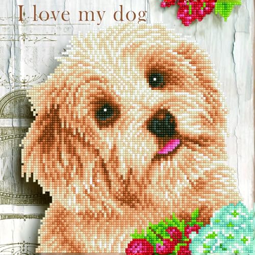Diamond Dotz DD5-049 I love my Dog, ca. 30,5 x 30,5 cm groß, Diamond Painting, Malen mit Diamanten, funkelndes Bild zum Selbstgestalten, für Kinder und Erwachsene von DIAMOND DOTZ