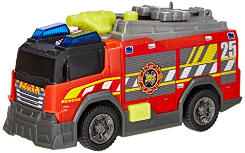 Dickie 203302002 Toys Fire Truck, Feuerwehrauto, Spielzeugauto, Feuerwehr, mit Wasserspritzfunktion, ausziehbare Leiter, Licht & Sound, inkl. Batterien, 15 cm, ab 3 Jahren von Dickie Toys