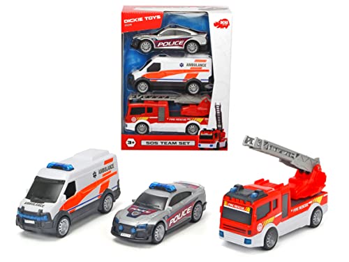 Dickie 203712015 - SOS-Notfallfahrzeuge Polizei Feuerwehr Krankenwagen von Dickie Toys