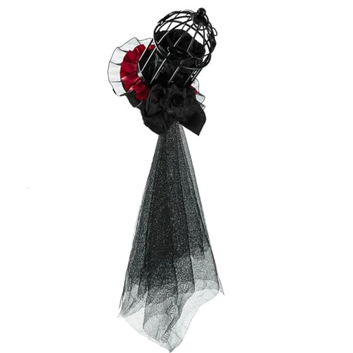 DIDILLX Dunkler Flapper-Kopfschmuck mit künstlichen Rosen und sicherem Haarnadel-Befestigungsmechanismus, einzigartiger, dunkler ästhetischer Partyhut von DIDILLX