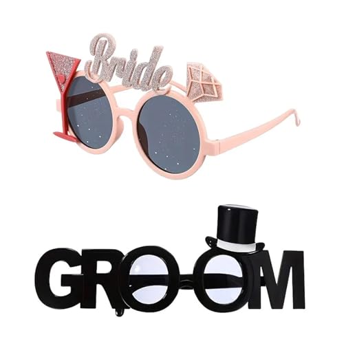 DIDILLX Lustiger Hochzeitsbrillenrahmen für Braut, Bräutigam, Sonnenbrille, Kostüm, Brillen für Empfang, Feier, interaktive Hochzeitsbrille von DIDILLX