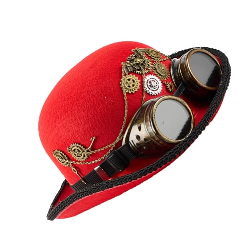 DIDILLX Punk-Zylinderhut mit abnehmbarer Brille und Metallverzierung, Kuppel für Kostümpartys, Halloween, Cosplay, Event, Kostüm für Damen und Herren DIDILLX Punk-Zylinderhut mit abnehmbarer Brille und Metallverzierung, Kuppel für Kostümpartys, Halloween, Cosplay, Event, Kostüm für Damen und Herren von DIDILLX