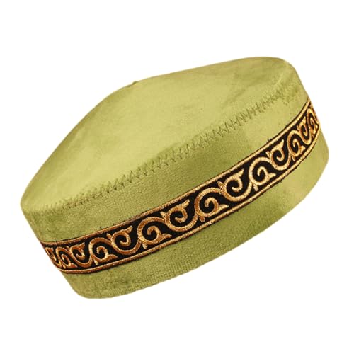 DIDILLX Traditionelle blaue Schädelmütze, weiches Polyester, religiöse Zeremonie, kulturell bestickt, Kopfbedeckung, Bühnenkostüm, traditionelle kasachische Zeremonie von DIDILLX