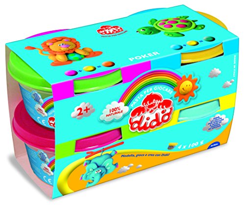 Didò – , magisch, selbsthärtende – Lot de 4 Blumentopf aus 100 g – gelb/blau/rosa/grün von DIDO'