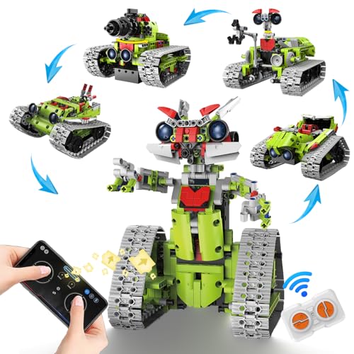 5-in-1 STEM Technik Roboter-Baukasten Bauspielzeug für Kinder, App & Fernsteuerung Programmierbares Roboticset Spielzeug, Geburtstag Weihnachten Kreatives Geschenk für Kinder ab 8-16+ (705 Stück) von DIEBA