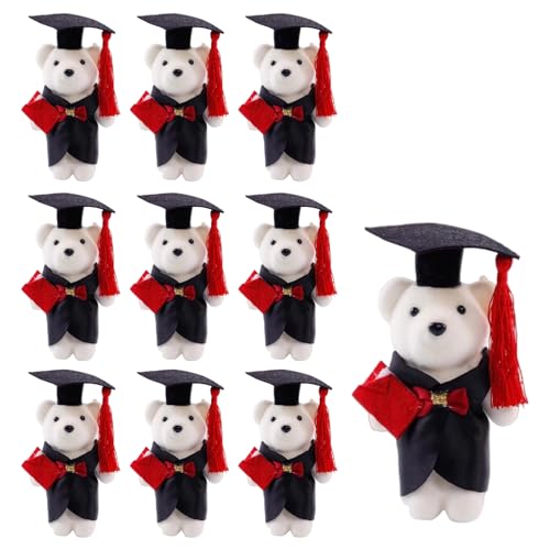 10 Stück Graduate Bär Puppen Bachelor Figuren Schaumstoff Bär für Blumenstrauß Partys Geschenke und Dekoration Abschlussfeier Geschenk von DIEKE