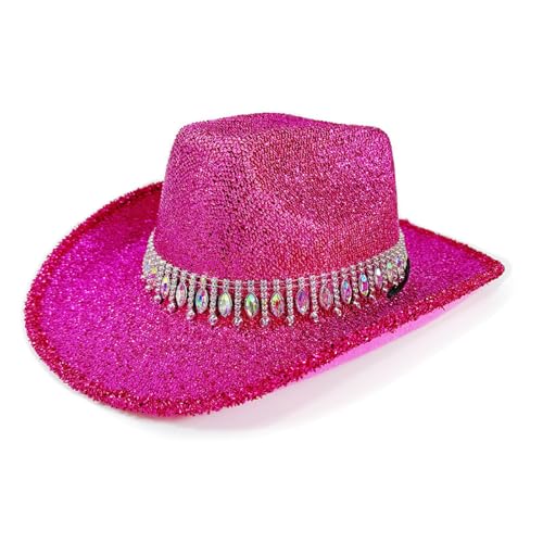 DIEKE Bride Cowgirl-Hut mit Kristall-Panama-Hut für Junggesellinnenabschiede, Cocktailpartys, Urlaub, glitzernder Kristall für Komiker DIEKE Bride Cowgirl-Hut mit Kristall-Panama-Hut für Junggesellinnenabschiede, Cocktailpartys, Urlaub, glitzernder Kristall für Komiker von DIEKE
