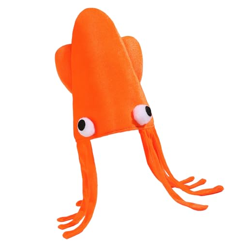 DIEKE Lustiger Tintenfischhut mit langen Quasten für Maskerade, Party, Cosplay, Event, weiche Kopfbedeckung für Bühnenshow, Halloween, Kostümzubehör von DIEKE