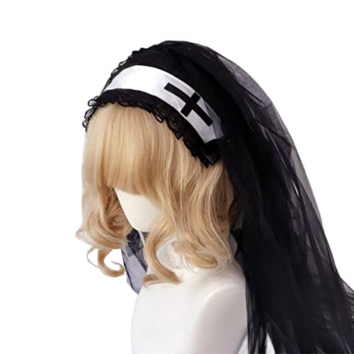 DIEKE Schwarzer Spitzenschleier Lolit Kopfschmuck Cros Stirnband Lolit Haarband Lolit Kopfbedeckung Halloween Schleier mit Kamm Lolit Stirnband DIEKE Schwarzer Spitzenschleier Lolit Kopfschmuck Cros Stirnband Lolit Haarband Lolit Kopfbedeckung Halloween Schleier mit Kamm Lolit Stirnband von DIEKE
