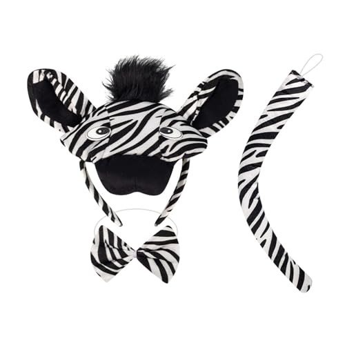Zebras-Kostüm-Set für Kinder, Zebras, Ohren, Stirnband, Schwanz, Fliege, Handschuhe, Tier-Kostüm, Set für Halloween, Weihnachten, Cosplay-Party Zebras-Kostüm-Set für Kinder, Zebras, Ohren, Stirnband, Schwanz, Fliege, Handschuhe, Tier-Kostüm, Set für Halloween, Weihnachten, Cosplay-Party von DIEKE