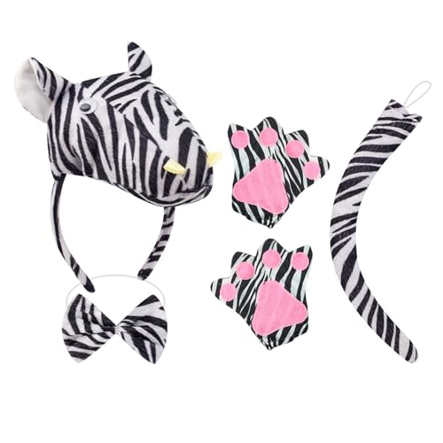 Zebras-Kostüm-Set für Kinder, Zebras, Ohren, Stirnband, Schwanz, Fliege, Handschuhe, Tier-Kostüm, Set für Halloween, Weihnachten, Cosplay-Party Zebras-Kostüm-Set für Kinder, Zebras, Ohren, Stirnband, Schwanz, Fliege, Handschuhe, Tier-Kostüm, Set für Halloween, Weihnachten, Cosplay-Party von DIEKE