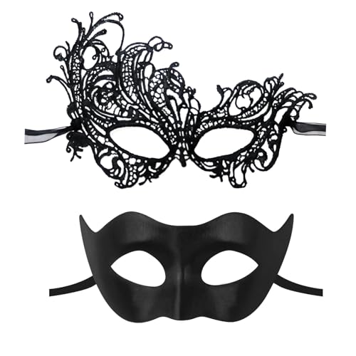 2 Stück Venezianische Maske, Maskerade Maske, Halloween Maske, Maskenball Maske, Spitze Maskes für Halloween, Karneval, Cosplay, Maskerade von DIELIANHUA