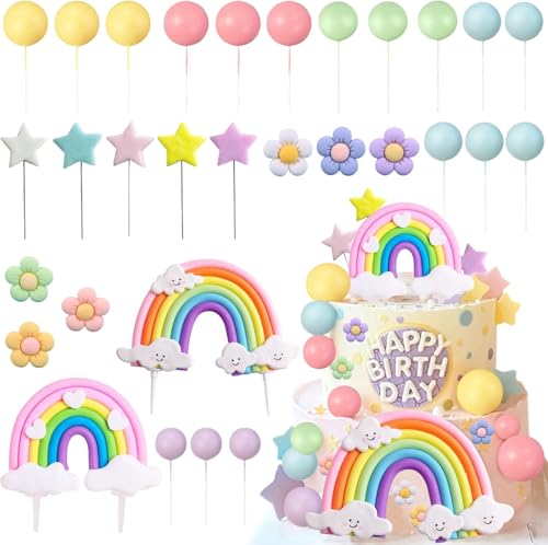 38 PCS Cake Topper, Tortendeko, Regenbogen Ballon Sterne Blumen Cupcake Topper, Bunte Ballon Tortendeko, Regenbogen Torten dekos, Kuchendekoration für Hochzeit Geburtstag Babyparty 38 PCS Cake Topper, Tortendeko, Regenbogen Ballon Sterne Blumen Cupcake Topper, Bunte Ballon Tortendeko, Regenbogen Torten dekos, Kuchendekoration für Hochzeit Geburtstag Babyparty von DIELIANHUA