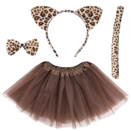 DIELIANHUA 4 PCS Leoparden Kostüm, Leopard Kostüm Set, Leoparden Ohren Haarreif Schwanz Fliege Tutu Rock, Leoparden Kostüm Damen, Leoparden Kostüm Accessoires für Karneval Cosplay Halloween Party DIELIANHUA 4 PCS Leoparden Kostüm, Leopard Kostüm Set, Leoparden Ohren Haarreif Schwanz Fliege Tutu Rock, Leoparden Kostüm Damen, Leoparden Kostüm Accessoires für Karneval Cosplay Halloween Party von DIELIANHUA