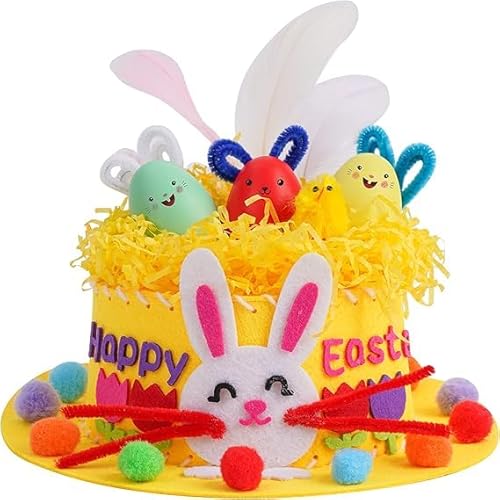 DIELIANHUA Osterhauben-Set, Ostermützen Osterhut, Oster Bastelset, mit Küken, Hase, Eier, Nest, Blume, für Ostermützendekoration, Kinder Ostermützen DIY, Nicht Gewebt (Gelb DIELIANHUA Osterhauben-Set, Ostermützen Osterhut, Oster Bastelset, mit Küken, Hase, Eier, Nest, Blume, für Ostermützendekoration, Kinder Ostermützen DIY, Nicht Gewebt (Gelb von DIELIANHUA