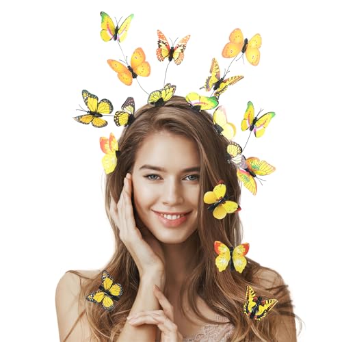 Schmetterling Haarreif + 8PCS Schmetterling Haarspange, Schmetterlings Fascinator Stirnbänder, Schmetterling Stirnband für Damen Mädchen Halloween Karneval Cosplay Kostüm, Gelb Schmetterling Haarreif + 8PCS Schmetterling Haarspange, Schmetterlings Fascinator Stirnbänder, Schmetterling Stirnband für Damen Mädchen Halloween Karneval Cosplay Kostüm, Gelb von DIELIANHUA