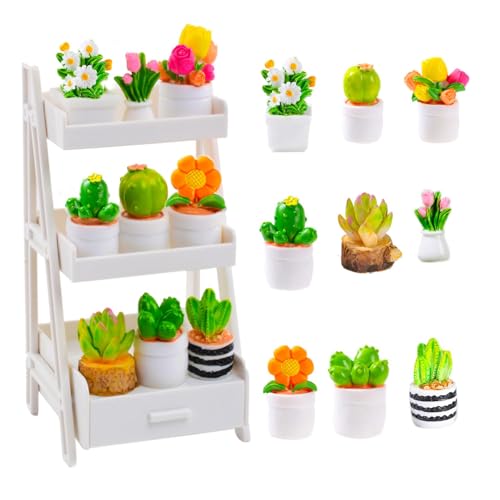 DIELOVEHUA Puppenhaus Miniaturpflanze, 10 Stück Miniatur Kunstpflanze, mit Weißer Pflanzenständer, Mini Pflanze Künstliche Blume Modell für 1:12 Puppenhaus Garten Dekorationen DIELOVEHUA Puppenhaus Miniaturpflanze, 10 Stück Miniatur Kunstpflanze, mit Weißer Pflanzenständer, Mini Pflanze Künstliche Blume Modell für 1:12 Puppenhaus Garten Dekorationen von DIELOVEHUA