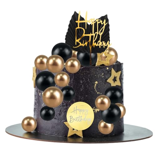 26 Stück Tortendeko Kugeln, Schwarz Gold Tortendeko, Tortendeko Geburtstag,Cake Topper, Kuchendeko, Happy Birthday Tortendeko für Geburtstag, Hochzeit, Party, Valentinstag 26 Stück Tortendeko Kugeln, Schwarz Gold Tortendeko, Tortendeko Geburtstag,Cake Topper, Kuchendeko, Happy Birthday Tortendeko für Geburtstag, Hochzeit, Party, Valentinstag von DIELOVEHUA