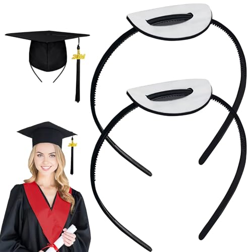 DIELOVEHUA 2 Stück Bachelor Hut Stirnbänder, Abschluss Hut Stirnband Insert, für die Sicherung Graduation Frisur, Abschluss Deko, Unisex Haarreif für Graduierung Studierende(B) von DIELOVEHUA
