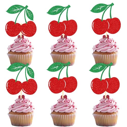 DIELOVEHUA 24 Stück Kirsche Tortendeko, Glitzer Kirsche Cupcake Topper, Obst Kuchen Deko, Kirsche Thema Geburtstag Dekoration, für Kinder Mädchen Geburtstag Baby Shower Party Dekorationen DIELOVEHUA 24 Stück Kirsche Tortendeko, Glitzer Kirsche Cupcake Topper, Obst Kuchen Deko, Kirsche Thema Geburtstag Dekoration, für Kinder Mädchen Geburtstag Baby Shower Party Dekorationen von DIELOVEHUA