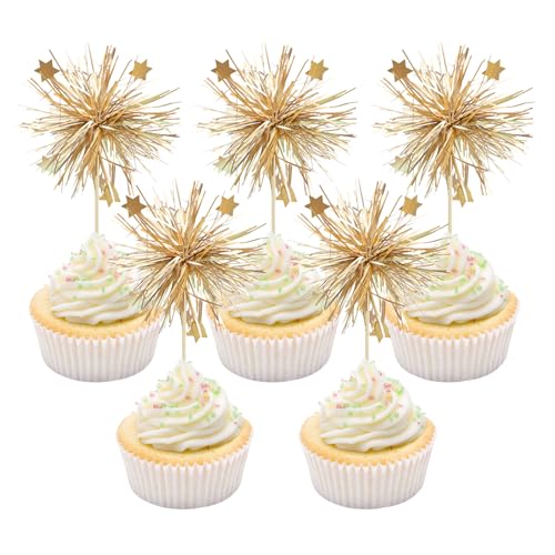 DIELOVEHUA 30 Stück Feuerwerk Cupcake Topper, Happy Birthday Cupcake Topper, Picks Tortenstecker Tortendeko, Golden Glitzer Kuchen Dekoration für Baby Kinder Geburtstag Party Deko DIELOVEHUA 30 Stück Feuerwerk Cupcake Topper, Happy Birthday Cupcake Topper, Picks Tortenstecker Tortendeko, Golden Glitzer Kuchen Dekoration für Baby Kinder Geburtstag Party Deko von DIELOVEHUA
