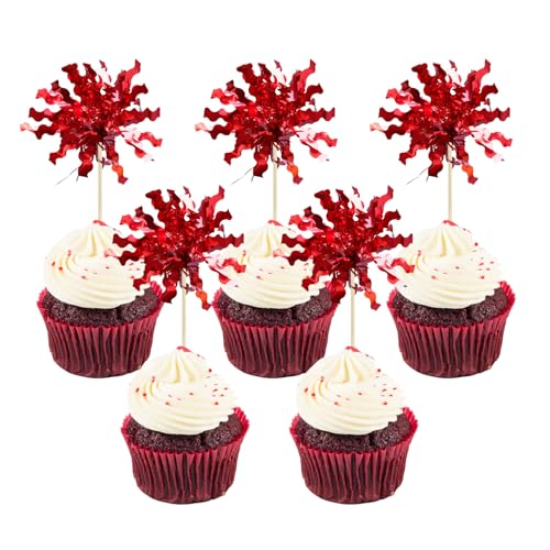 DIELOVEHUA 30 Stück Feuerwerk Cupcake Topper, Happy Birthday Cupcake Topper, Picks Tortenstecker Tortendeko, Rote Glitzer Kuchen Dekoration für Geburtstag, Brautparty, Valentinstag DIELOVEHUA 30 Stück Feuerwerk Cupcake Topper, Happy Birthday Cupcake Topper, Picks Tortenstecker Tortendeko, Rote Glitzer Kuchen Dekoration für Geburtstag, Brautparty, Valentinstag von DIELOVEHUA