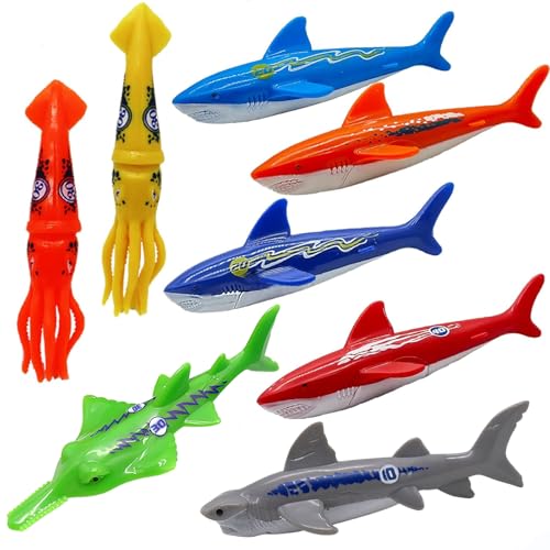 DIELOVEHUA 8 Stück Tauchspielzeug, Tauchspielzeug für Kinder, Tauchen Spielzeug, Wasserspielzeug Kinder, Pool Spielzeug Tauchringe, Pool Tauchspielzeugs für Jungs Mädchen von DIELOVEHUA