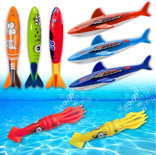 DIELOVEHUA Torpedo Pool Spielzeug, Tauchspielzeug, buntes Schwimmspielzeug, sinkendes Werfen,C von DIELOVEHUA