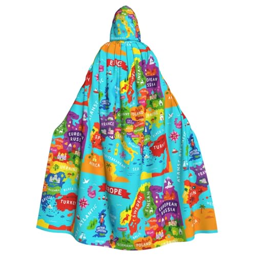 DIEzig Bunte Europakarte mit Symboldruck, Kapuzenumhang, Erwachsenen-Karneval, Partyzubehör, Halloween-Umhang, ideal für Cosplay-Bühnenveranstaltungen DIEzig Bunte Europakarte mit Symboldruck, Kapuzenumhang, Erwachsenen-Karneval, Partyzubehör, Halloween-Umhang, ideal für Cosplay-Bühnenveranstaltungen von DIEzig