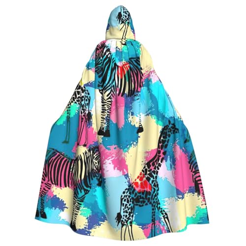 DIEzig Farbiger Kapuzenumhang mit Zebradruck, Erwachsenen-Karneval, Partyzubehör, Halloween-Umhang, ideal für Cosplay-Bühnenveranstaltungen von DIEzig