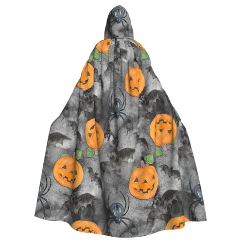 DIEzig Halloween-Umhang mit grauer Fledermaus-Spinne und Kürbis-Druck, Kapuzenumhang, für Erwachsene, Karneval, Partyzubehör, Halloween-Umhang, ideal für Cosplay-Bühnenveranstaltungen von DIEzig