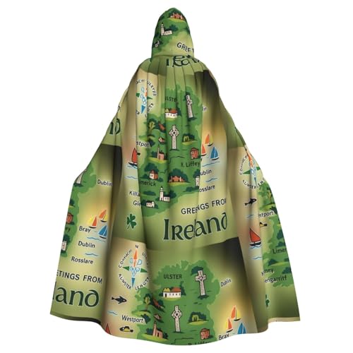 DIEzig Irland-Karte mit Sehenswürdigkeiten, Kapuzenumhang, Erwachsenen-Karneval, Partyzubehör, Halloween-Umhang, ideal für Cosplay-Bühnenveranstaltungen DIEzig Irland-Karte mit Sehenswürdigkeiten, Kapuzenumhang, Erwachsenen-Karneval, Partyzubehör, Halloween-Umhang, ideal für Cosplay-Bühnenveranstaltungen von DIEzig