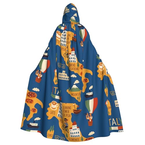 DIEzig Italien-Karte mit kulturellem Symbo-Druck, Kapuzenumhang, Erwachsenen-Karneval, Partyzubehör, Halloween-Umhang, ideal für Cosplay-Bühnenveranstaltungen DIEzig Italien-Karte mit kulturellem Symbo-Druck, Kapuzenumhang, Erwachsenen-Karneval, Partyzubehör, Halloween-Umhang, ideal für Cosplay-Bühnenveranstaltungen von DIEzig