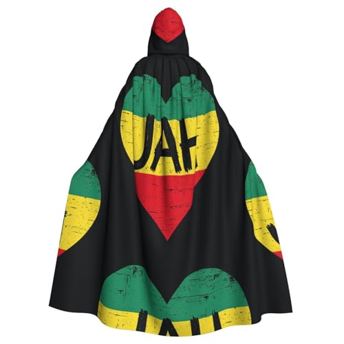 DIEzig Jamaikanischer Kapuzenumhang mit Herzdruck, Erwachsenen-Karneval, Partyzubehör, Halloween-Umhang, ideal für Cosplay-Bühnenveranstaltungen DIEzig Jamaikanischer Kapuzenumhang mit Herzdruck, Erwachsenen-Karneval, Partyzubehör, Halloween-Umhang, ideal für Cosplay-Bühnenveranstaltungen von DIEzig